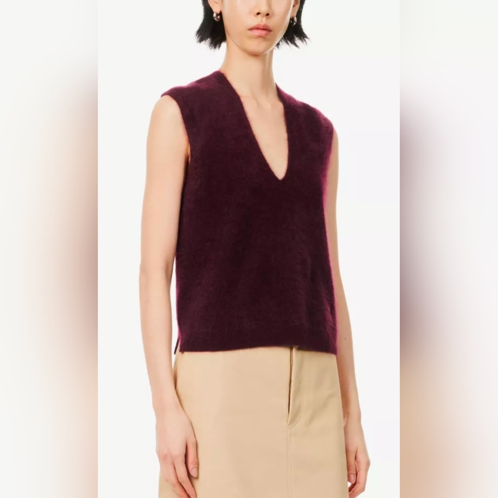 ME+EM V-Neck Brushed Cashmere Top Size Medium